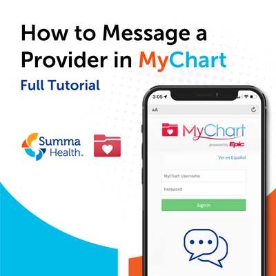 MyChart Screenshot on how to message a provider
