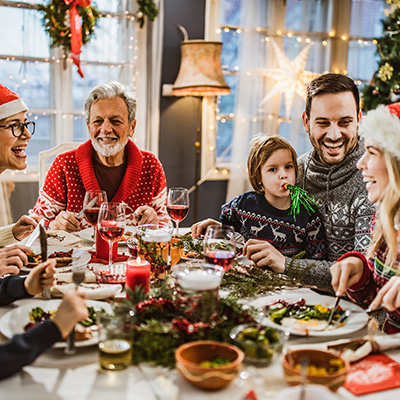 Family eating a holiday meal