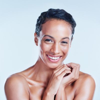 Glowing topless woman