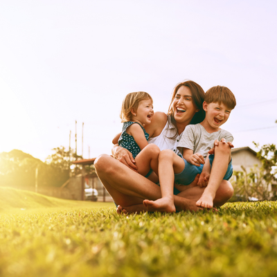 a young family spending time together outdoors