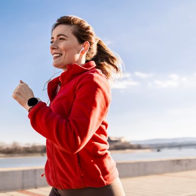 Woman running outdoors