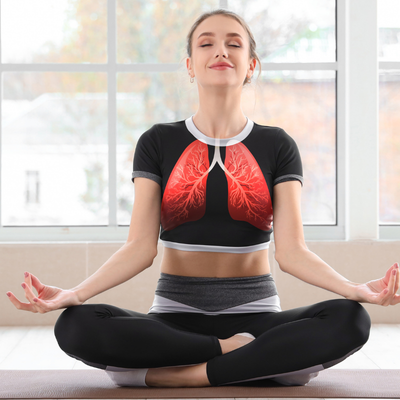 Breathing deeply during yoga
