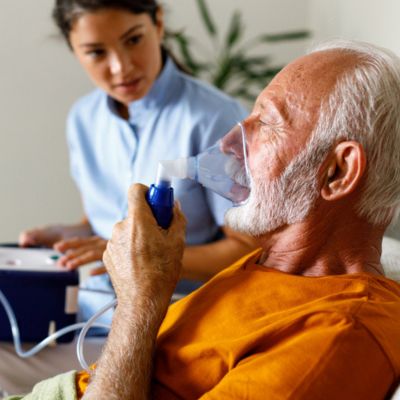 An older man getting treatment for COPD