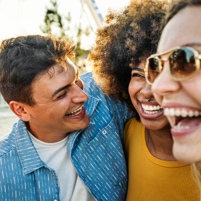 Friends laughing outside
