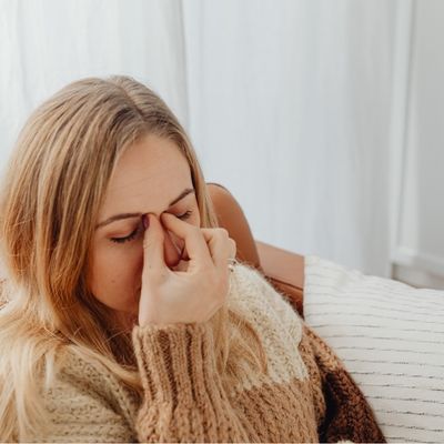 woman with nose bleed