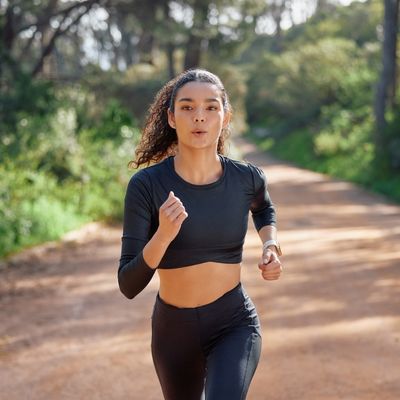 Woman running outside