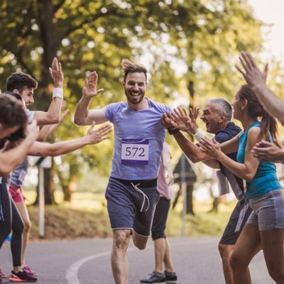 Man finishing race