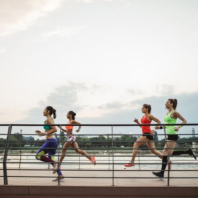 Group of women running outside