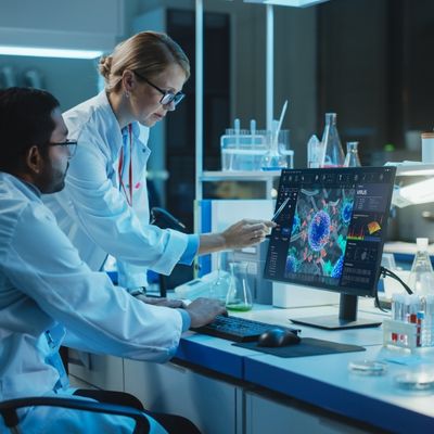 Doctors researching viruses