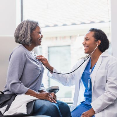 Older woman at doctor's visit
