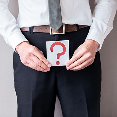 Vasectomy - Male with question mark at his waist