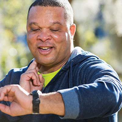 Man checking his pulse
