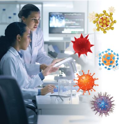 Doctors looking at viruses