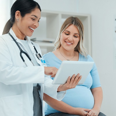 Pregnant woman at doctor's office