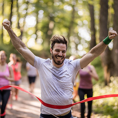 PR tips Man winning a marathon