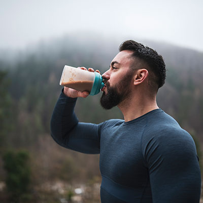 post race man drinking smoothie