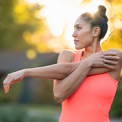 warm-up before running Women warming up
