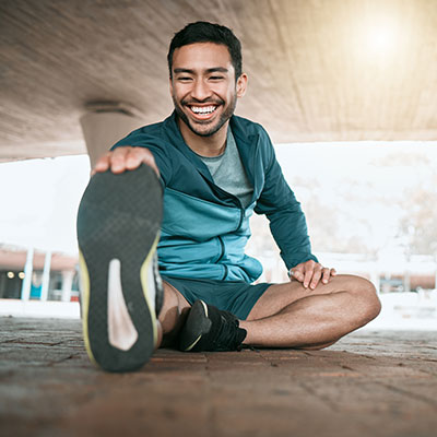 man stretching