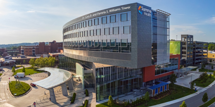 Summa Health Akron Campus Main Entrance - Gary B. and Pamela S. Williams Tower