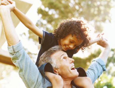 Family playing outside
