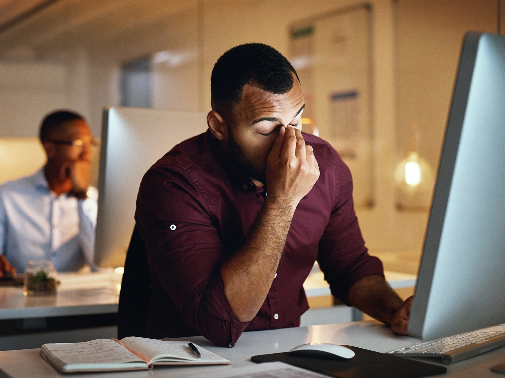 Low Testosterone CTA - Sleepy man at computer