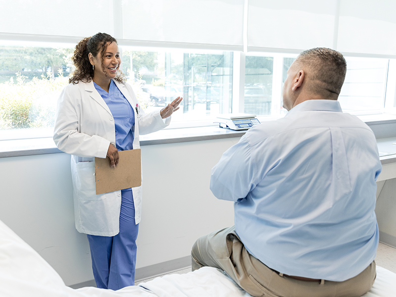 patient and doctor talking