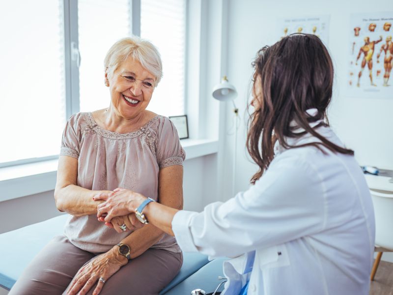 Older white woman at doctors appt