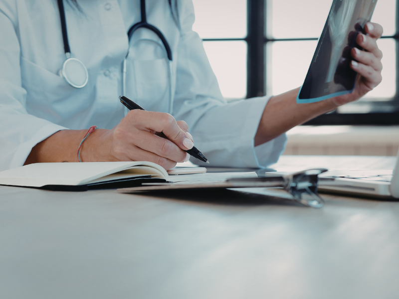 physician reviewing images